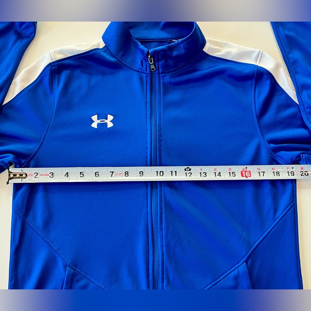 Under Armour RIVAL Relaxed Fit Royal Blue and White Zip Up Jacket Small - Picture 8 of 13